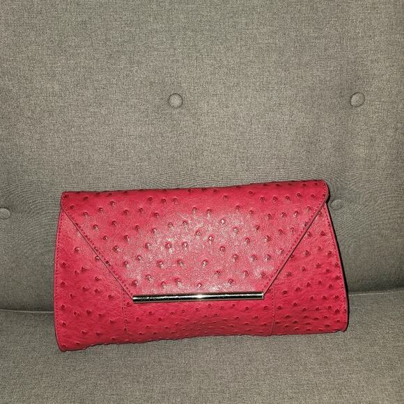 Merona Pink Ostrich Envelope Clutch Purse EUC - Picture 2 of 7